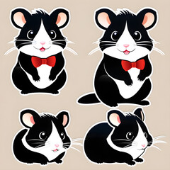 Fototapeta premium Enchanting Expressions: Captivating Baby Hamster's Variety of Adorable Faces.(Generative AI)