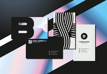 Black White Blue Pink Business Card