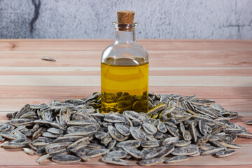 Sunflower oil on sunflower seeds.