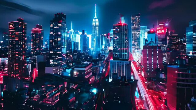 New York City skyline at night. USA. 3D Rendering