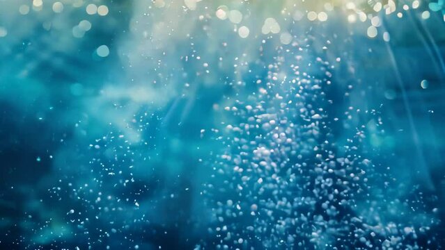 Abstract blue background with water drops and bokeh defocused lights