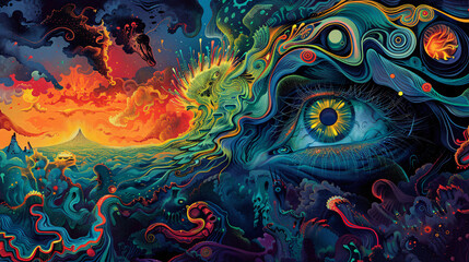 Mind-Bending Psychedelia Abstract Psychedelic Background.