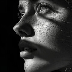 Shades of Contrast: Exploring the Interplay of Light and Shadow in this Artistic Black and White Portrait, Where Textures and Expressions Converge