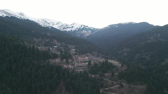 Athanasios Diakos village at the foot of the snowy Vardousia mountain