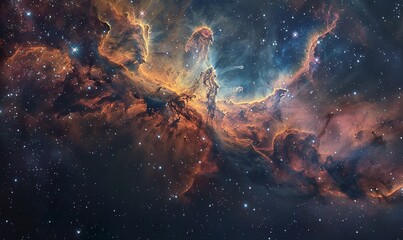 A colorful galaxy wrapped in a nebulous cloud transcends mere visual spectacle - obrazy, fototapety, plakaty