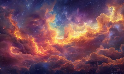 A colorful galaxy wrapped in a nebulous cloud transcends mere visual spectacle - obrazy, fototapety, plakaty