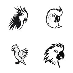 set of birds parrots  vector illustration isolated transparent background logo, cut out or cutout t-shirt print design