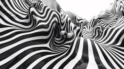 Monochrome Retro Groovy Psychedelic Waves.