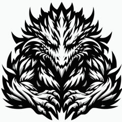 Obraz premium Crocodile Stylized. Front View. Logo Design. Menacing Stylized Creature on a White Background