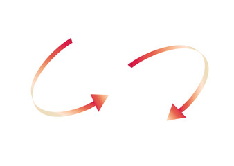 カーブする赤色グラデーション矢印