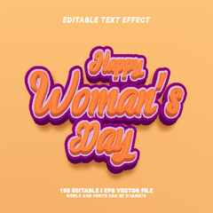 happy woman's day lettering 3d style text effect