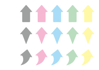 パステルカラーの上昇する矢印フチなしセット