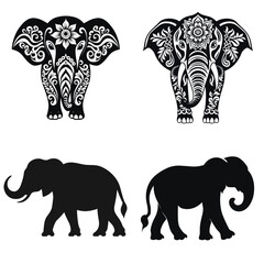 set of  elephant silhouette vector illustration isolated transparent background logo, cut out or cutout t-shirt print design