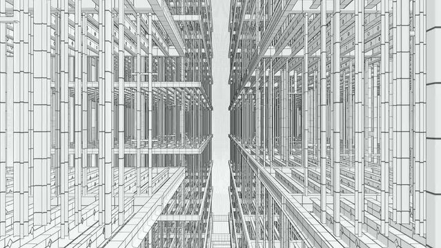 Digital Twin (BIM) of a multi-family residential building, showing the Structural Framing.