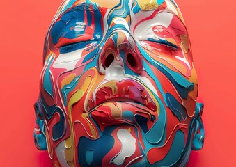 the color and patterns of this modern graphic design make it interesting, hyper-realistic oil, human abstraction, uhd image, distinctive noses, colorful absurdism artwork