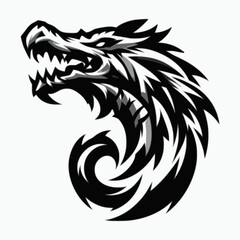 Obraz premium Crocodile Stylized. Menacing Stylized Creature. A Textless Logo with a White Background