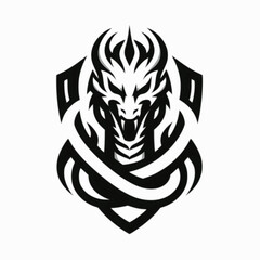 Fototapeta premium Snake Stylized. Logo Design. Menacing Stylized Creature on a White Background