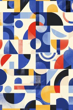 Illustration of Beige and blue colored geometric shapes pattern representing abstract background