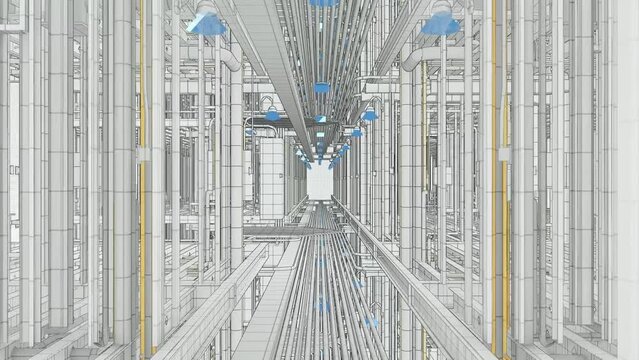 Digital Twin (BIM), developed schematic representation of the MEP and Structure disciplines in the corridor.