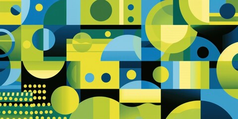 Illustration of Green and blue colored geometric shapes pattern representing abstract background