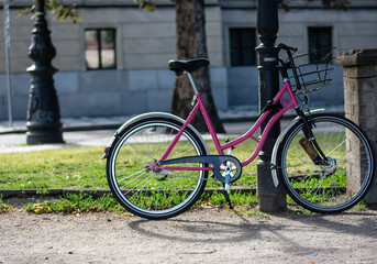 A pink city bike