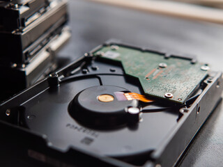 Disassembled Hard Drive Close-Up