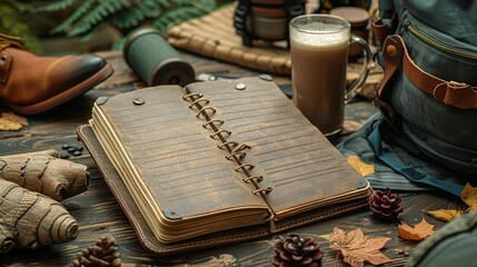 A Journal With Blank Pages Surrounded By Workout Wallpaper - obrazy, fototapety, plakaty