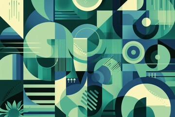 Illustration of Green and blue colored geometric shapes pattern representing abstract background