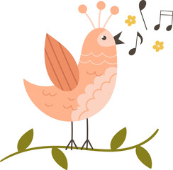 Singing Bird On Twig