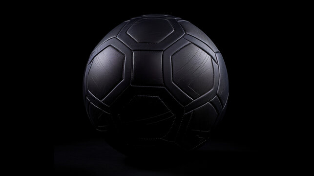 Black Soccer Ball on Black Background