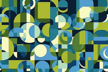 Illustration of Olive and blue colored geometric shapes pattern representing abstract background