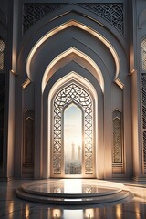islamic ramadan podium with arabic style made with Generative AI	

