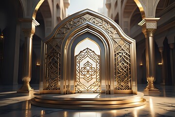 islamic ramadan podium with arabic style made with Generative AI	
