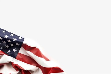 USA flag, symbol of freedom and patriotism, waving in hand, isolated on white background