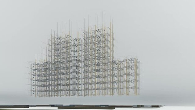 Digital Twin (BIM) of a multi-family residential building, realistic schematic representation of the MEP disciplines.