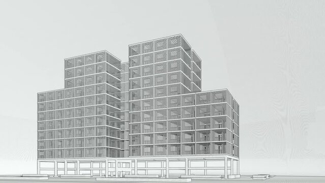 Digital Twin (BIM) of a multi-family residential building, schematic representation of the Structural discipline.
