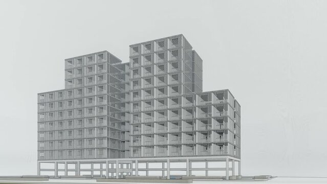 Digital Twin (BIM) of a multi-family residential building, advanced schematic representation of the Structural discipline.