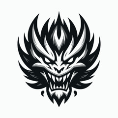 monster evil creatures. Menacing Stylized Creature. A Textless Logo with a White Background