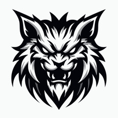 Fototapeta premium stylized cat White-Background Logo with a Menacing Stylized Creature