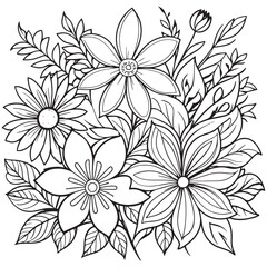 Luxury floral outline drawing coloring book pages line art sketch