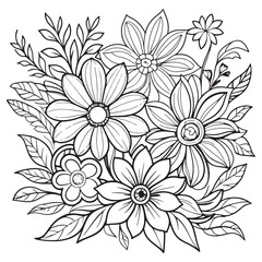 Luxury floral outline drawing coloring book pages line art sketch