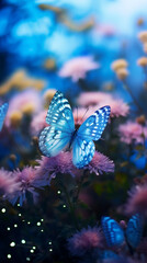 Colorful butterfly beauty plant water hibiscus red tropical frangipani spa stones Beautiful pink water lily flower made rose water splashed light emanating floating macro Photography Generative Ai