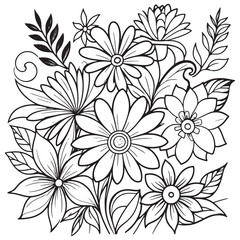 Luxury floral outline drawing coloring book pages line art sketch