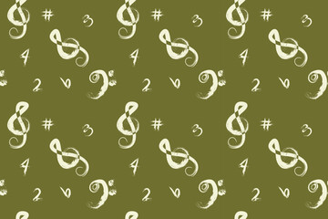 Seamless pattern, music symbols, vector art background