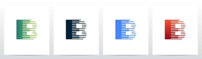 Striped Alphabet Merge into Rectangle Modernist Retro Initial Letter Logo Design B