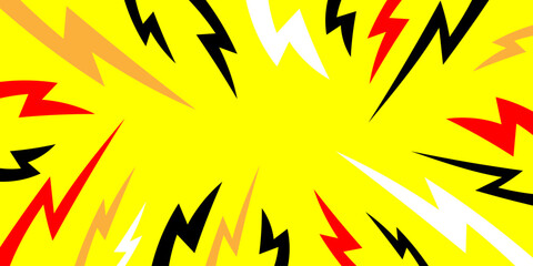 Comic style background with lightning. Abstract vector background.