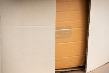 cardboard boxes on a box - close up