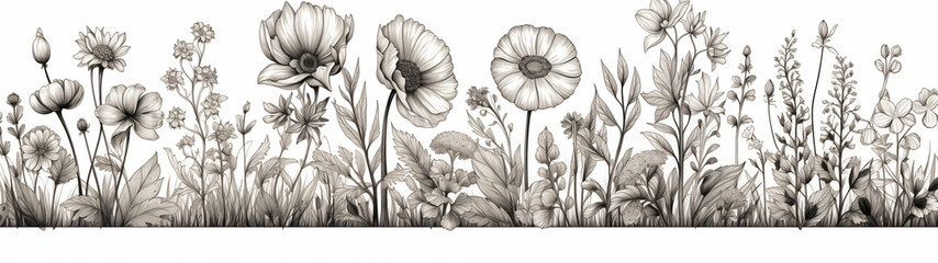 Elegant Botanical Illustration in Monochrome