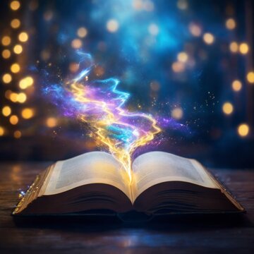 opened mystical book release magical smoke