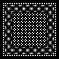 Simple Black Bandana decorated with white geometric ornament that can be applied to fabrics of various colors